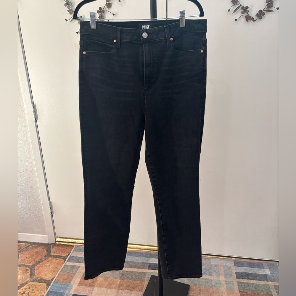 PAIGE Women's Cindy Straight Leg Black Jeans - Picture 3 of 8
